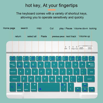 Protective Leather Case with Detachable Keyboard for iPad mini 6 - teal Bluetooth keyboard with shortcut keys and labeled function keys