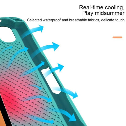 Detachable Bluetooth Keyboard Case for iPad mini 6 with Backlight showing ventilated back for real-time cooling and breathable fabric protection