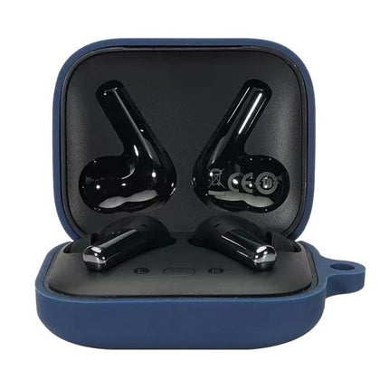 OnePlus Buds Pro Silicone Case for Daily Earphone Protection in navy blue showing open charging case with earbuds
