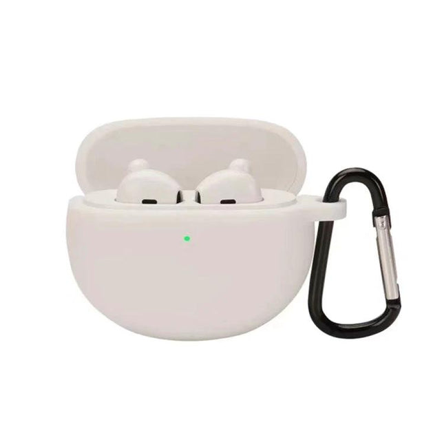 Silicone Protective Case for OPPO Earphones in Daily Use white silicone case with reserved charging port and carabiner