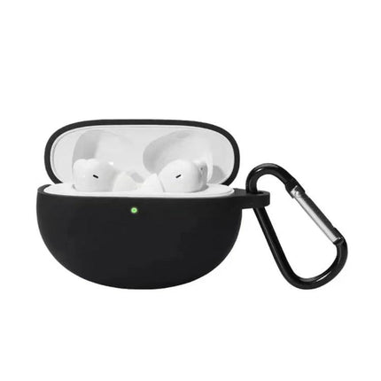 Silicone Case for Keeping Earphones Safe on Daily Outings - black silicone protective case with carabiner for charging-access earbud case