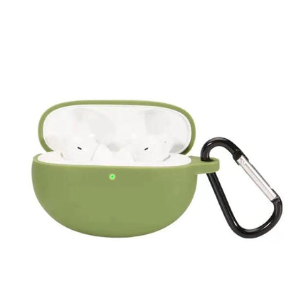 Silicone Case for Keeping Earphones Safe on Daily Outings - olive green protective earbud case with carabiner