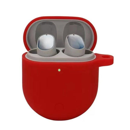 Silicone Case Keeps Earphones Protected During Daily Use - red silicone protective earbud charging case with lid open and earbuds inside