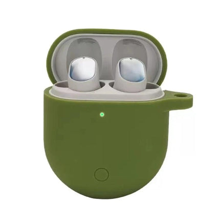 Silicone Case Keeps Earphones Protected During Daily Use - olive green silicone protective case for true wireless earbuds with easy charging access