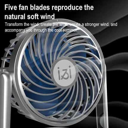 SOAIY Bluetooth Alarm Clock With Dual Alarms And Bedside Fan showing five-blade quiet fan and front grille design