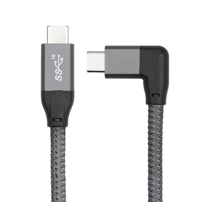 Practical USB-C Cable for Everyday Device Connections braided 90-degree USB-C to USB-C cable 10Gbps for charging data and video