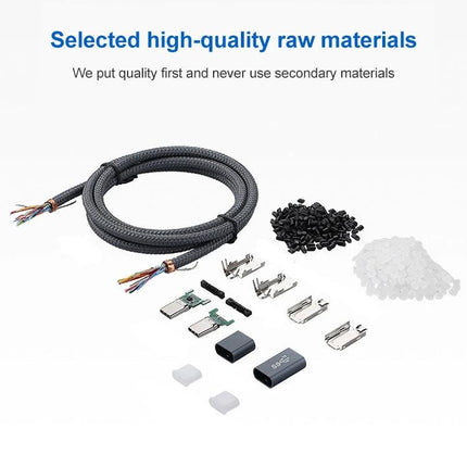 Practical USB-C Cable for Everyday Device Connections braided cable with connectors and raw materials for charging, data transfer and video output