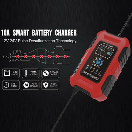Smart Battery Charger For Cars And Motorcycles With All Regions Plugs compact 10A 12V/24V microprocessor automatic 7-stage charger for Calcium Gel AGM LiFePO4 batteries