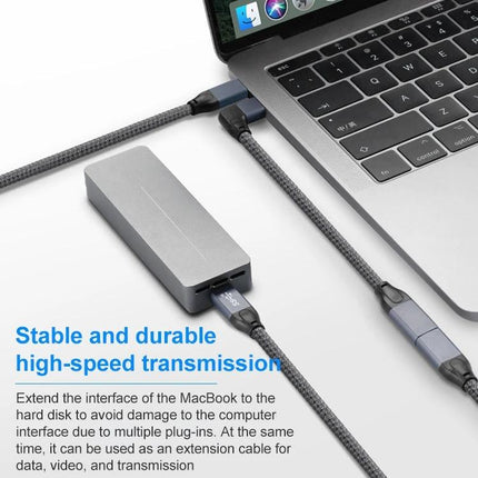 USB-C Extension Cable for Everyday Home and Office Connections - braided extender connecting laptop to external drive and charger