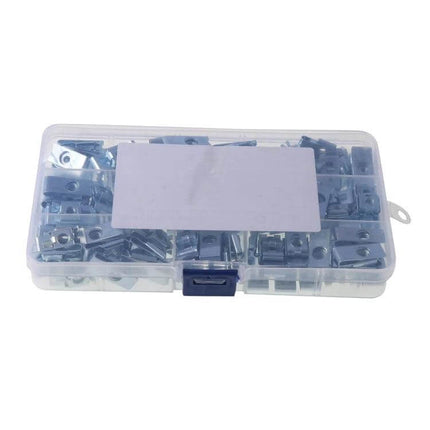 120 Piece Car U Shaped Clip Nut Set For Auto Body Panels M4 M5 M6 in clear organizer box with zinc plated carbon steel clips