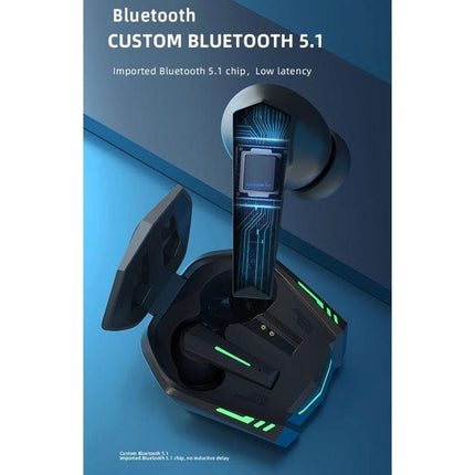 Lenovo Wireless Earbuds For Music And Low-Latency Gaming showing XT80 earbuds with charging case, low-latency Bluetooth 5.1 chip