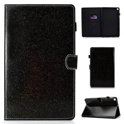Leather Flip Case for Samsung Galaxy Tab A with Stand and Card Slot - Black Glitter Stand Cover With Card Slot