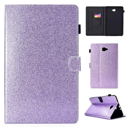 Leather Flip Case for Samsung Galaxy Tab A with Stand and Card Slot - Purple Glitter Stand Cover With Card Slot