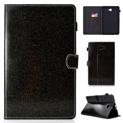 Leather Flip Case for Samsung Galaxy Tab A with Stand and Card Slot in black glitter leather with card slot and kickstand