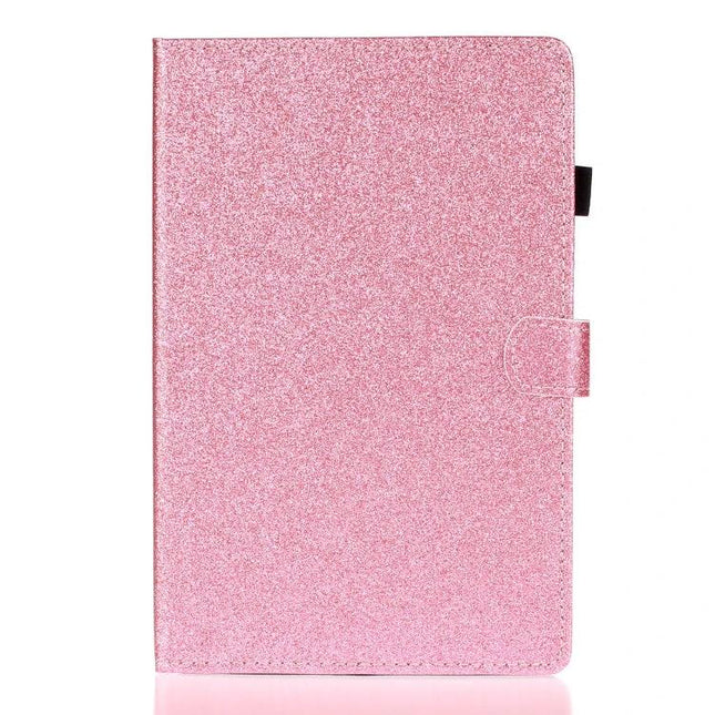 Leather Flip Case with Holder and Card Slot for Galaxy Tab S6 - pink glitter protective folio with card slot and stand