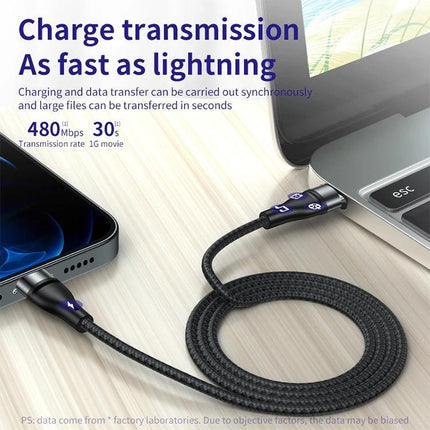 ADC 003 Type C To 8 Pin PD Fast Charging Woven Cable 1m 2m connected between laptop and smartphone braided black cable for fast charging and data transfer