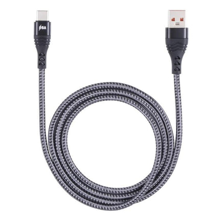 USB to USB-C Woven Cable for Daily Device Charging Needs - gray braided cable with USB-A to USB-C connectors for smartphone tablet laptop charging