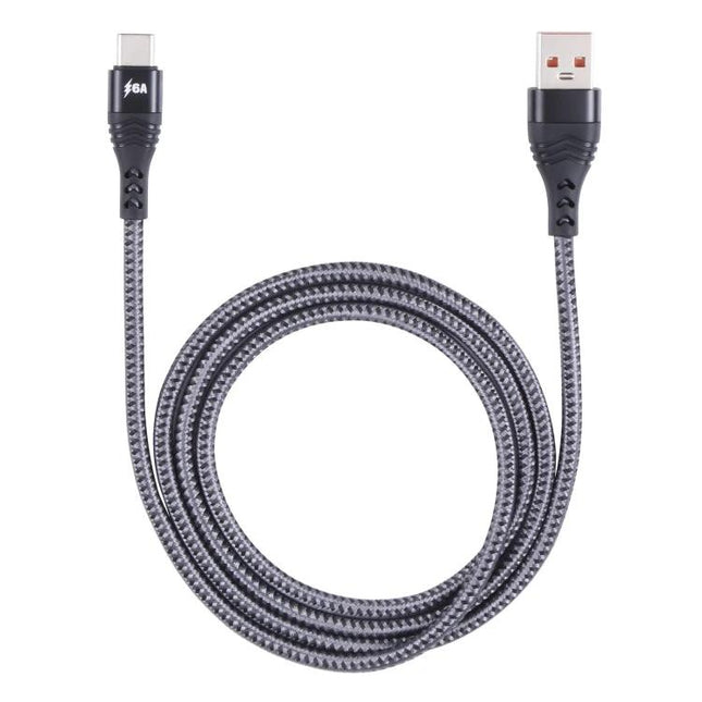 USB to USB-C Woven Cable for Daily Device Charging Needs - gray braided cable with USB-A to USB-C connectors for smartphone tablet laptop charging
