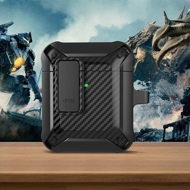 Carbon Fiber Case for AirPods Protection on Daily Commutes - Durable Carbon Fiber AirPods Cover With Clip, Dust And Smudge Protection