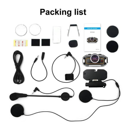 Motorcycle Helmet Intercom For Riders On The Road Daily Use complete packing list with headset, microphone, speakers, adhesive pads, charging cable and mounting accessories