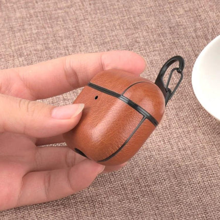 Leather Case for AirPods Pro with Hook for Daily Carry in brown leather held in hand, protective hook for bag or belt loop