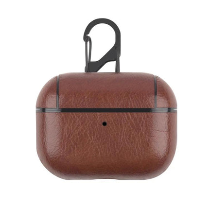 Leather Case for AirPods Pro with Hook for Daily Carry in brown leather with carabiner clip for travel and protection