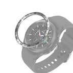 For Samsung Galaxy Watch4 Classic 46mm / Silver Ring Black Letter