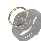 For Samsung Galaxy Watch4 Classic 42mm / Gold Ring Black Letter