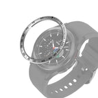 For Samsung Galaxy Watch4 Classic 46mm / Silver Ring Black Letter