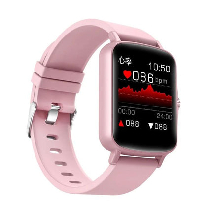 PTone Watch for Everyday Health and Activity Tracking - pink smartwatch showing heart rate 086 bpm and activity graph
