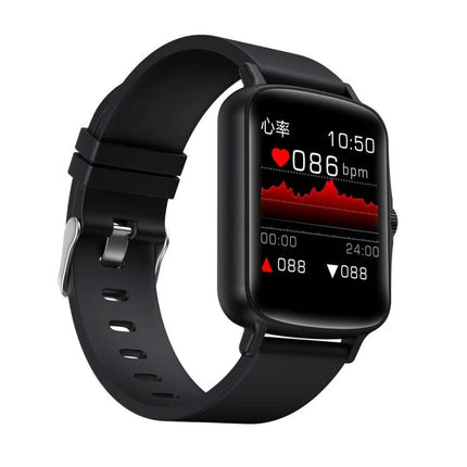 PTone Watch for Everyday Health and Activity Tracking - black smartwatch showing heart rate 086 bpm and activity graph
