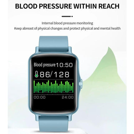 PTone Watch for Everyday Health and Activity Tracking showing blood pressure 86/128 on smartwatch screen for daily monitoring