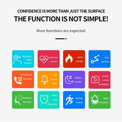 PTone Watch for Everyday Health and Activity Tracking - smartwatch icons showing heart rate, step counting, calorie monitor, sleep and notifications