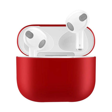 Silicone Protective Case for Daily Earphone Use On the Go red silicone case with white earphones open showing charging port access