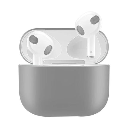 Silicone Protective Case for Daily Earphone Use On the Go gray silicone case with earbuds open showing 360-degree protection and charging port access