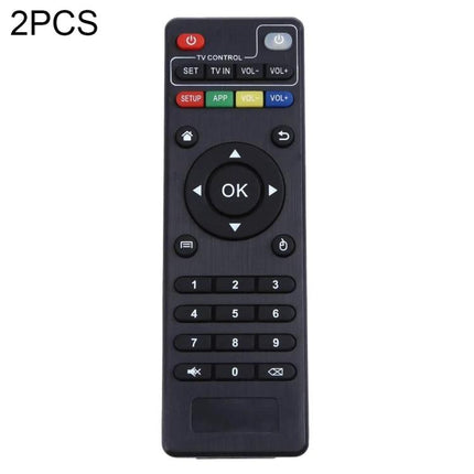 Alt Tag: Remote Control for Android Set-Top Boxes, 2-Pack Set - Black IR Remote With OK D-Pad Numeric Keys For MXQ MXQPRO