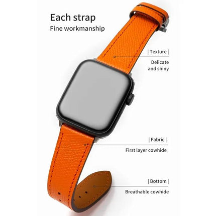 Butterfly Clasp Cowhide Leather Apple Watch Band 38-44mm