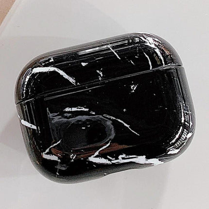 Marble Texture Protective Case for Everyday AirPods Use - black marble dust-proof drop-proof AirPods case allowing quick charging