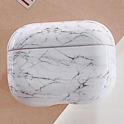 Marble Texture Protective Case for Everyday AirPods Use - white marble design, dust-proof drop-proof full coverage charging-friendly case