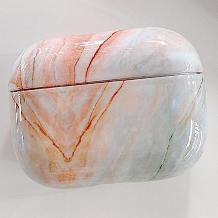 Marble Texture Protective Case for Everyday AirPods Use - pink marble AirPods case, dust-proof drop-proof full coverage, quick-charge friendly