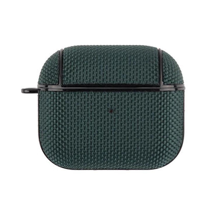Waterproof Nylon Case for AirPods 3 with Hook for Daily Use - green textured protective case with built-in hook for backpack or belt