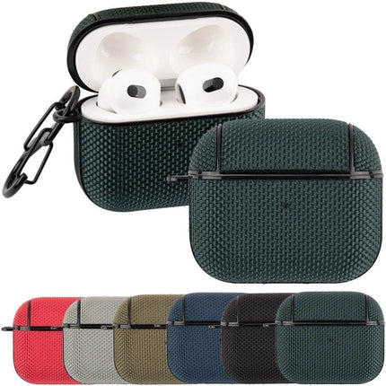 Waterproof Nylon Case for AirPods 3 with Hook for Daily Use - durable green nylon protective case with carabiner clip
