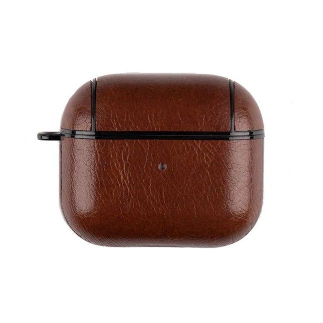 Protective Leather Case for Everyday Earphone Protection in brown leather, pocket-friendly scratch and dust shield