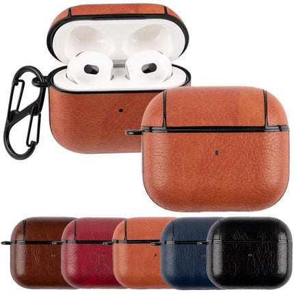 Protective Leather Case for Everyday Earphone Protection - brown leather AirPods case with carabiner, pocket-friendly scratch and dust protection
