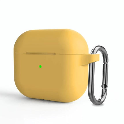 Silicone Case for Everyday Earphone Protection with Hook in yellow with carabiner for commuting and workout