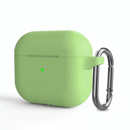 Silicone Case for Everyday Earphone Protection with Hook in light green with carabiner for commuting and gym use