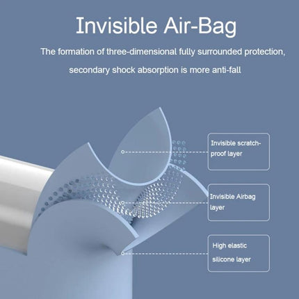 Silicone Case for Everyday Earphone Protection with Hook showing invisible air-bag layers and high elastic silicone protection