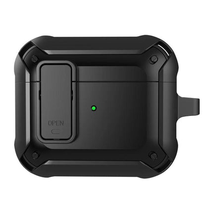 Protective Silicone Case for AirPods in Daily Routines black rugged 360° coverage with secure clip and LED access