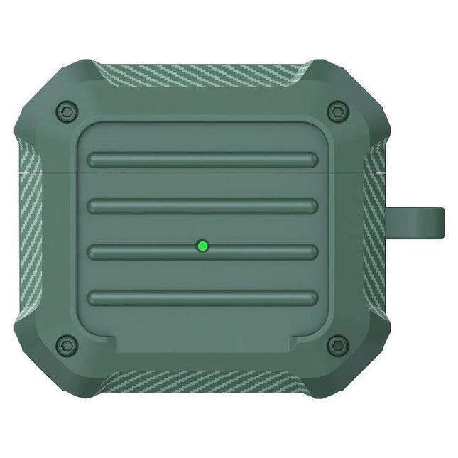 AirPods Protective Case for Daily Travel and Commutes - rugged dustproof green case with pocket-friendly design and secure lanyard loop