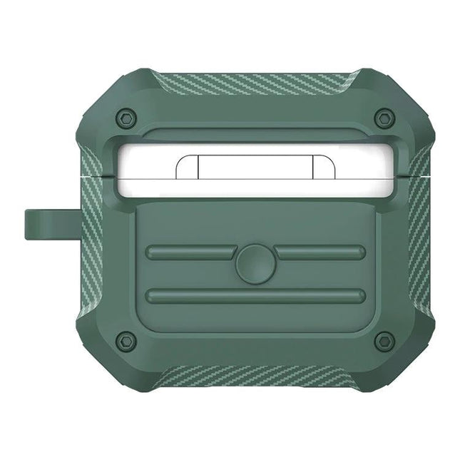 AirPods Protective Case for Daily Travel and Commutes - rugged dustproof green case fits pocket for commuting and gym use
